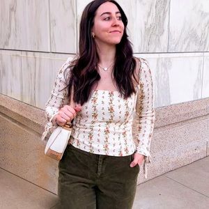 Reformation long sleeve floral blouse